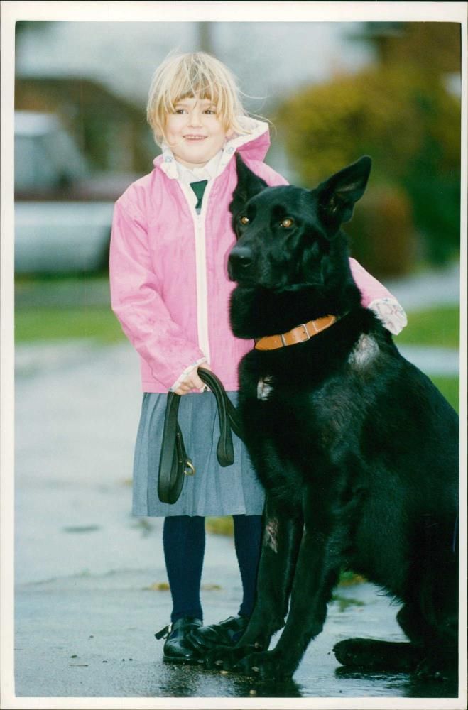laura Dace with her dos Max. - Vintage Photograph