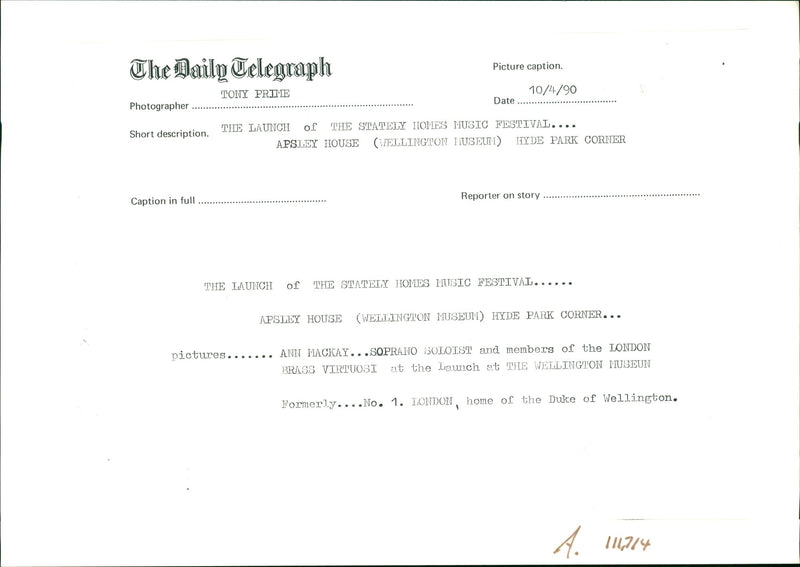 The launch of the stateley homes music festival. - Vintage Photograph