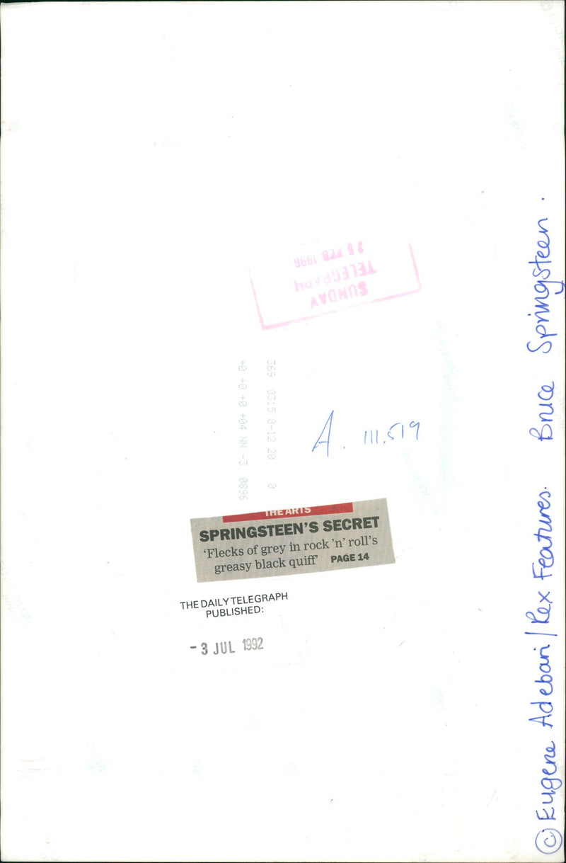 Bruce Springsteen American singer-songwriter. - Vintage Photograph