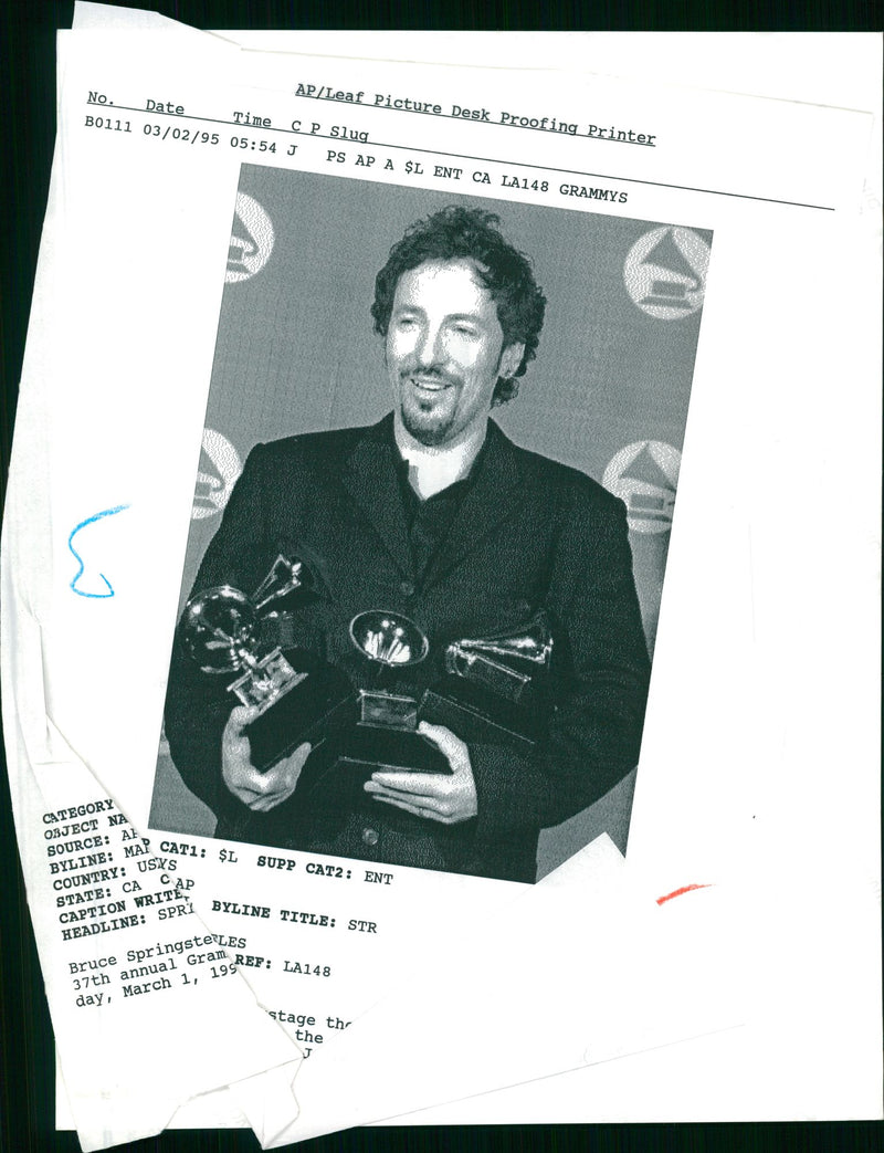 Bruce Springsteen American singer-songwriter. - Vintage Photograph