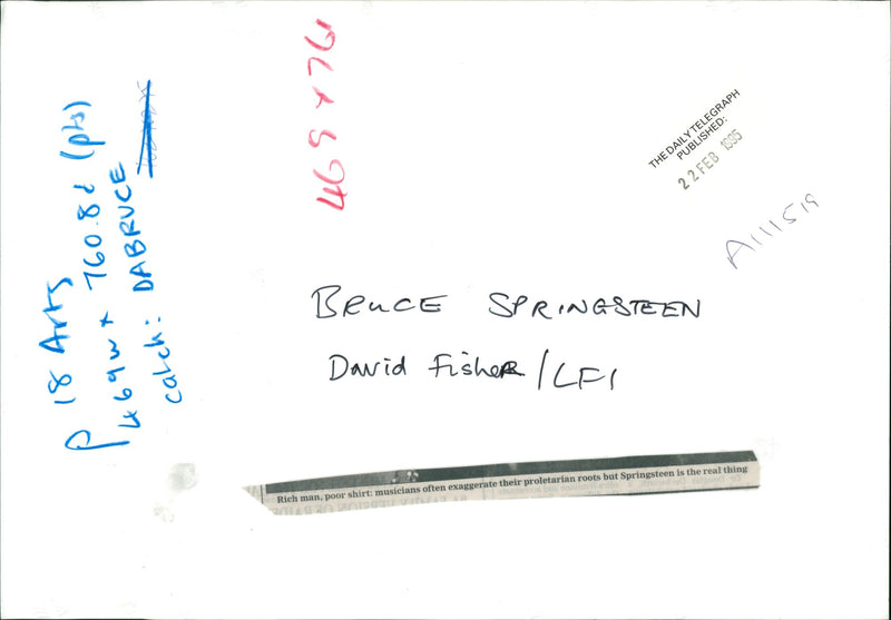 Bruce Springsteen American singer-songwriter. - Vintage Photograph