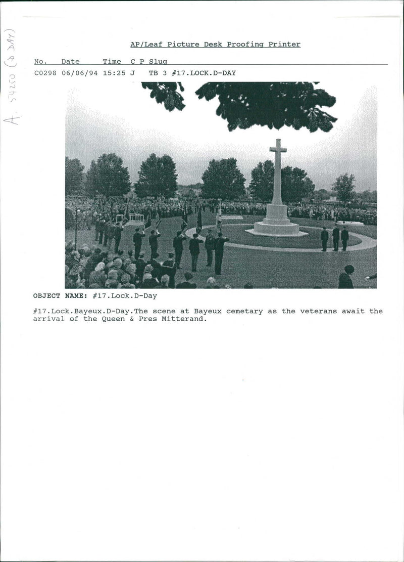 The scene at bayeux cemetary as the veterans await the arrival of the queen pres mitterand. - Vintage Photograph