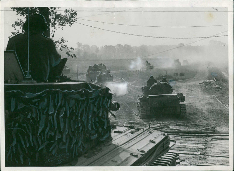 british tanks moving up. - Vintage Photograph