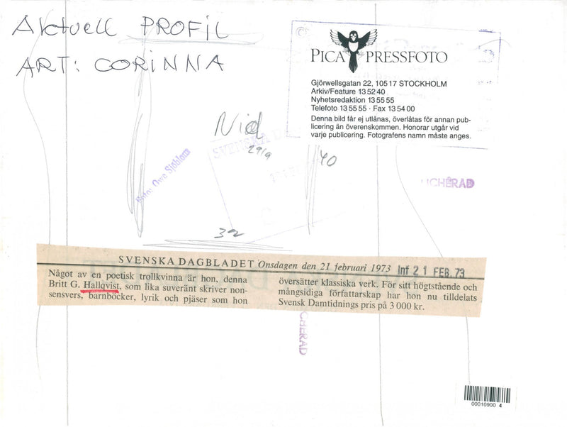 1973 OTHER PICA POETIC CLASSIC DESK SUVERANTLY ASK SWEDEN WELL - Vintage Photograph