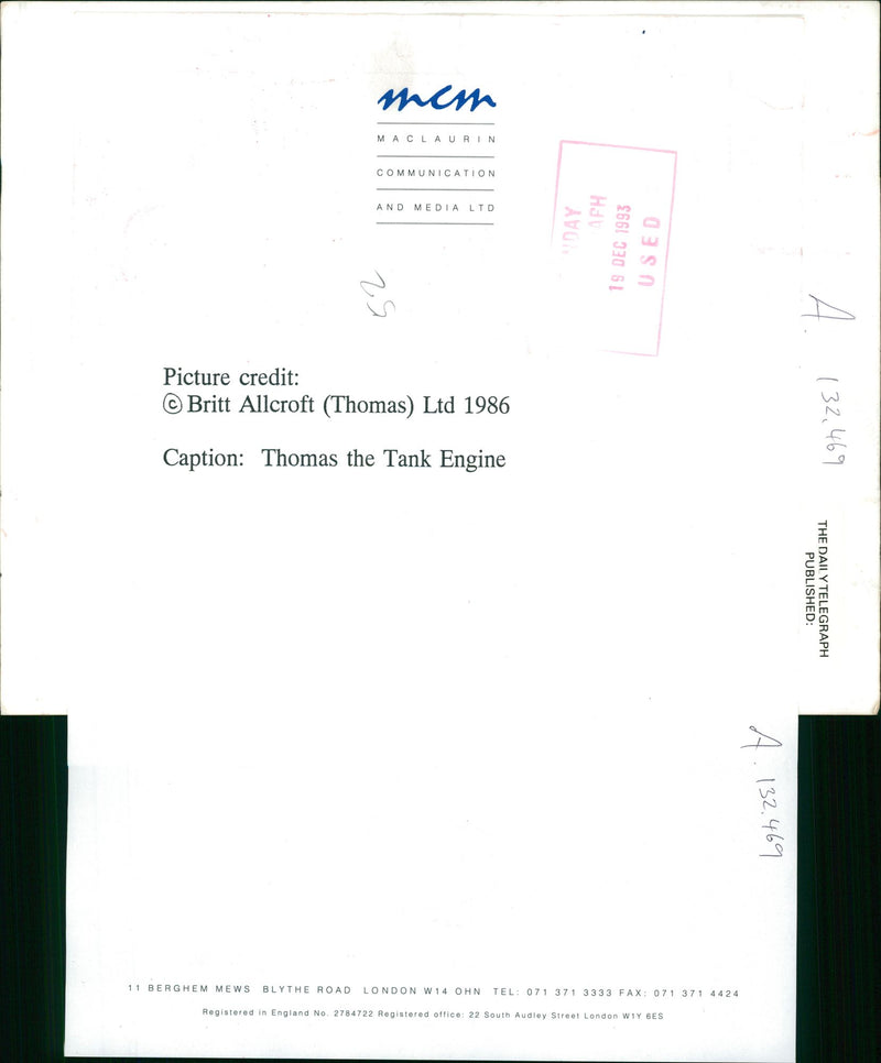 Thomas the Tank Engine - Vintage Photograph