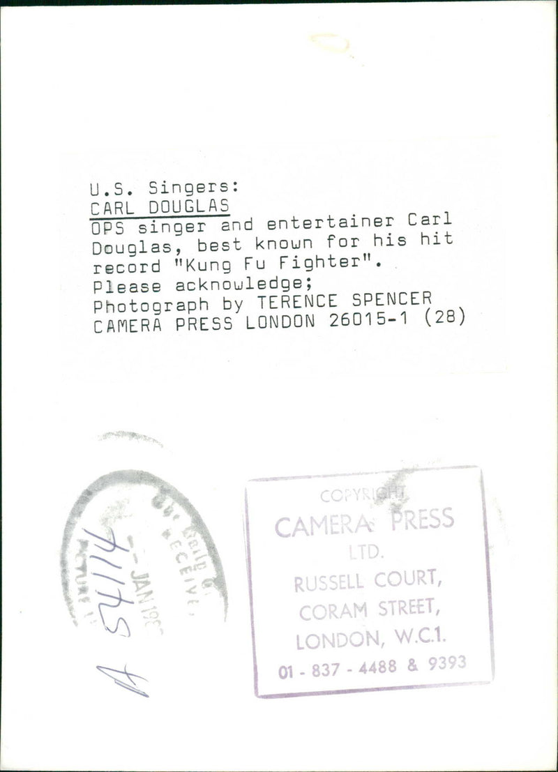 Carl Douglas, musical artist - Vintage Photograph