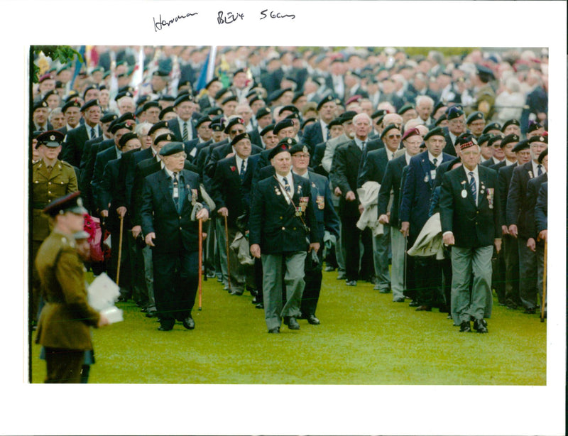 veterans arriving anglo beach french ceremony - Vintage Photograph