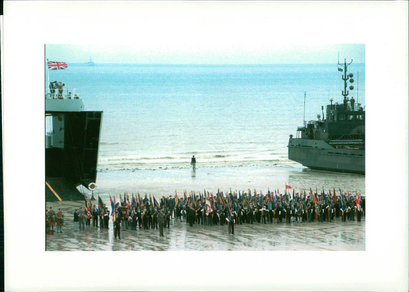 a lone veterans breaks from the crowd - Vintage Photograph