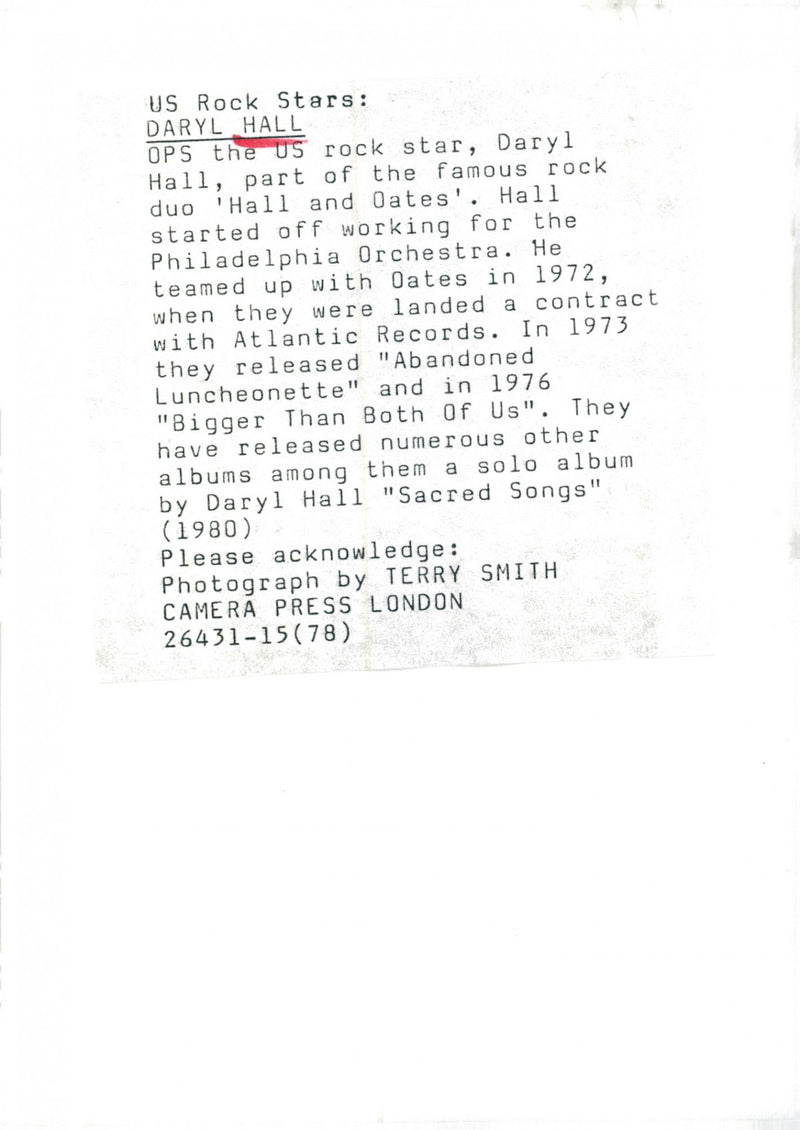 Daryl Hall, rock musician - Vintage Photograph