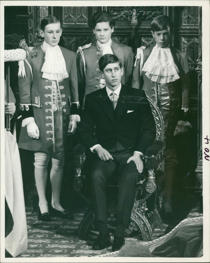 Prince Charles, Princess Anne, James Colville, Harry Fane and Christopher Abel Smith. - Vintage Photograph