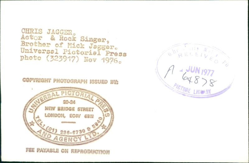 Chris Jagger, English musician - Vintage Photograph