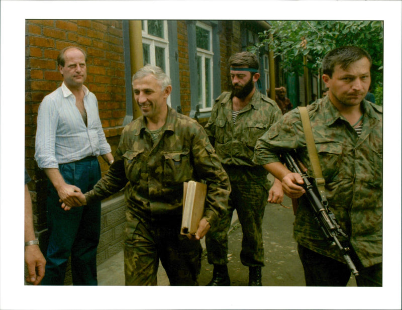 Aslan Mashkhadov and Olivier Pelen. - Vintage Photograph