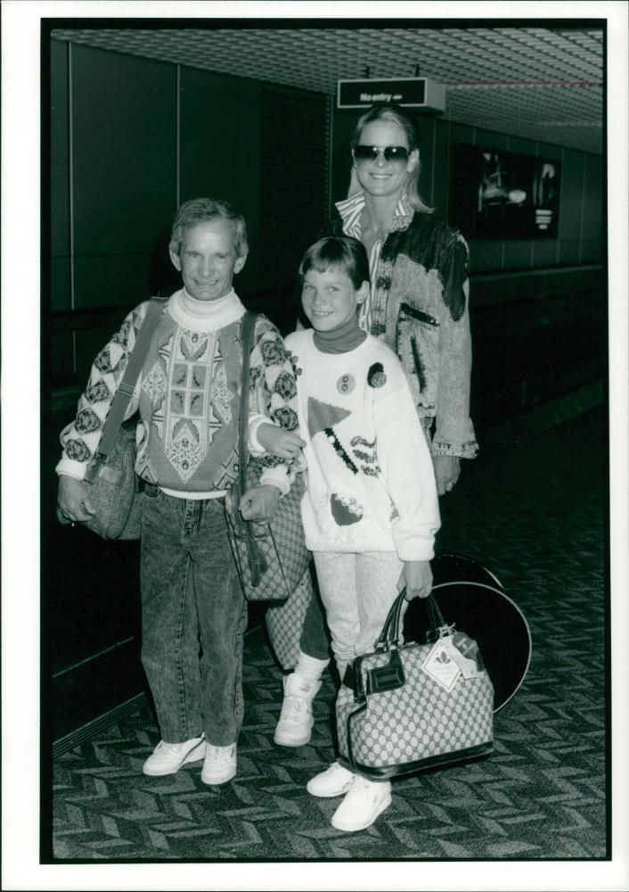 Jockey Willie Shoemaker with his wife Cindy and Daughter Amanda at Heathrow Airport - Vintage Photograph