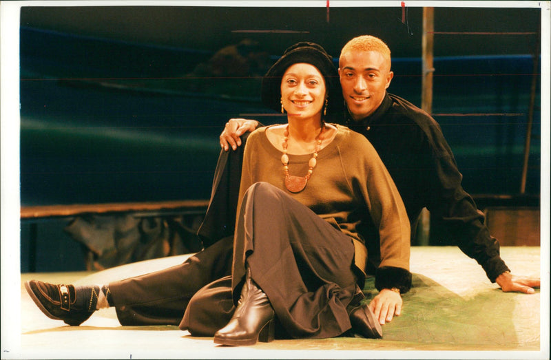 British hurdler Colin Jackson with his sister Suzanne Packer - Vintage Photograph