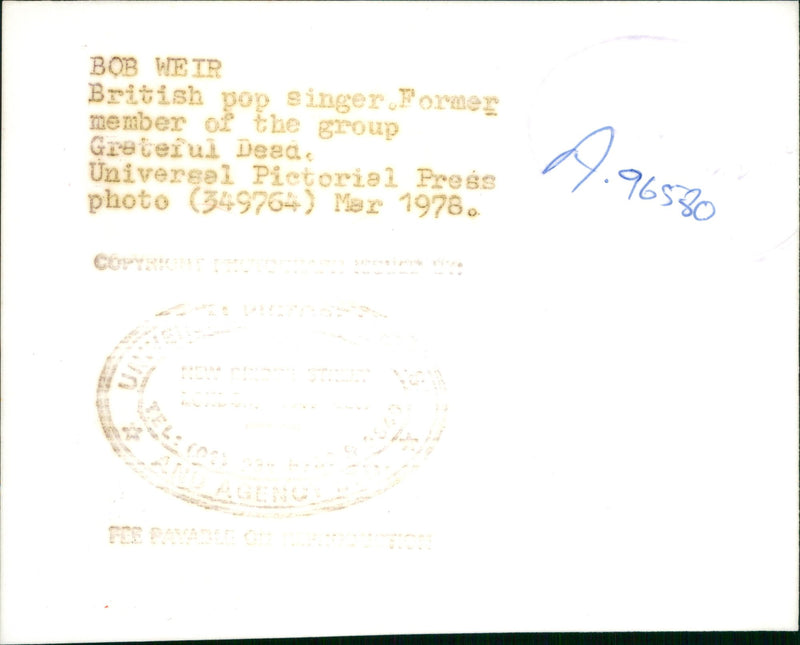 Musician Bob Weir, Grateful Dead - Vintage Photograph