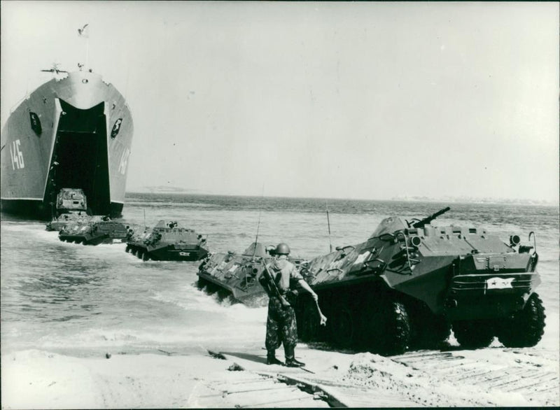 A bulgarian tank ship unloading. - Vintage Photograph