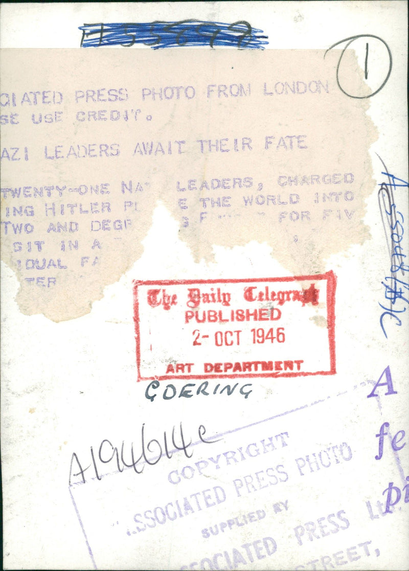 Nuremberg trials: goering - Vintage Photograph
