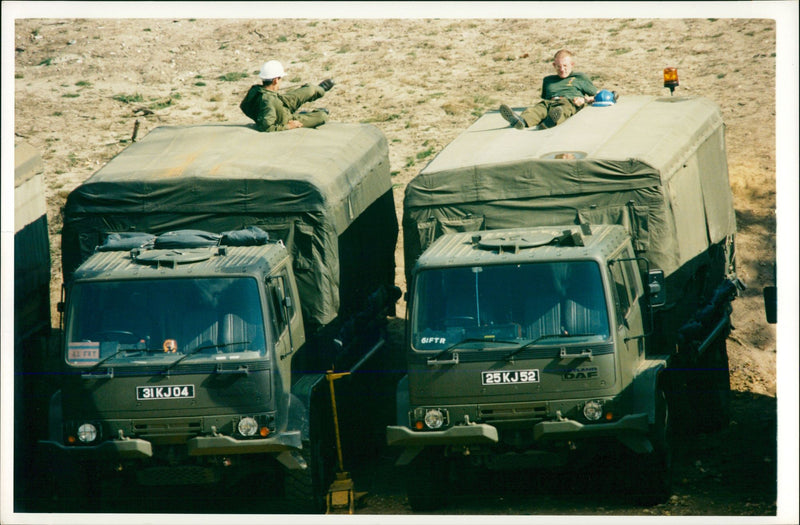 army vehicles and equipment - Vintage Photograph