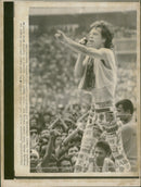 Mick Jagger singing his "Nick Jagger Live" concert - Vintage Photograph
