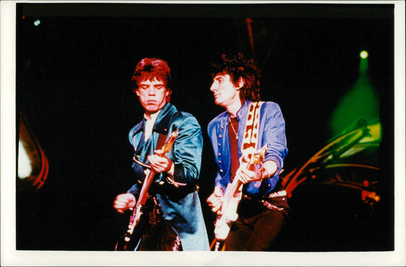 Mick Jagger with Ronnie Wood. - Vintage Photograph