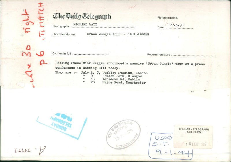 Mike Jagger. - Vintage Photograph