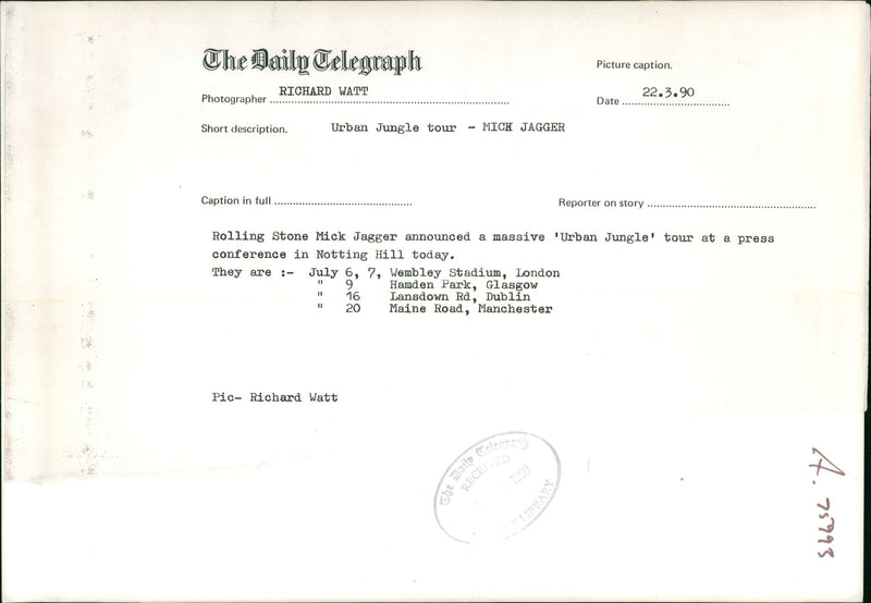 Mike Jagger. - Vintage Photograph