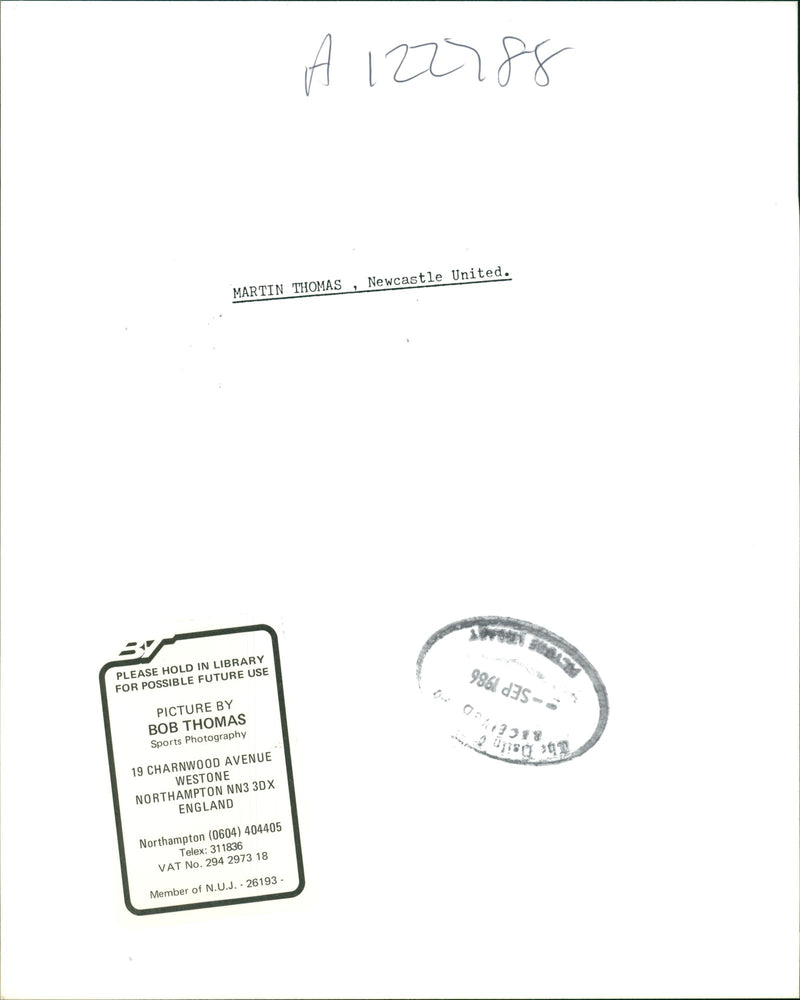 Thomas Martin (musician). - Vintage Photograph