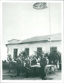 Three soldiers giving salute. - Vintage Photograph