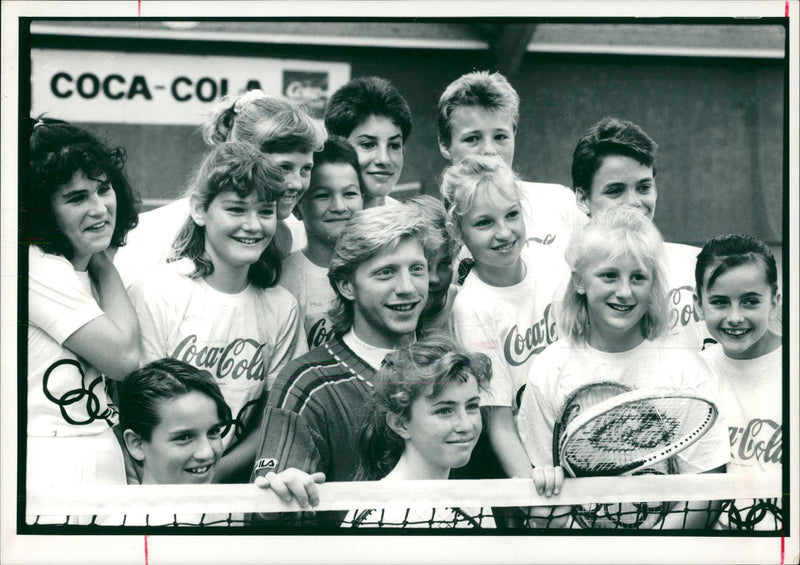 Boris Becker with young Tennis players - Vintage Photograph