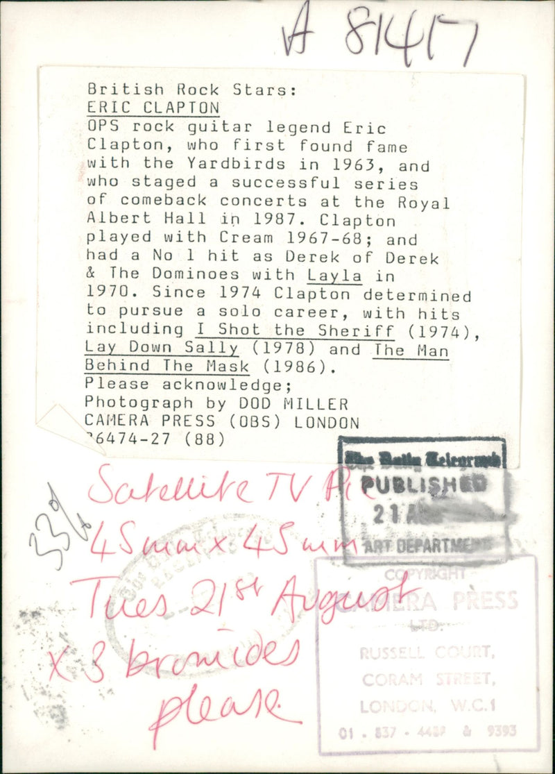 Eric Clapton - Vintage Photograph