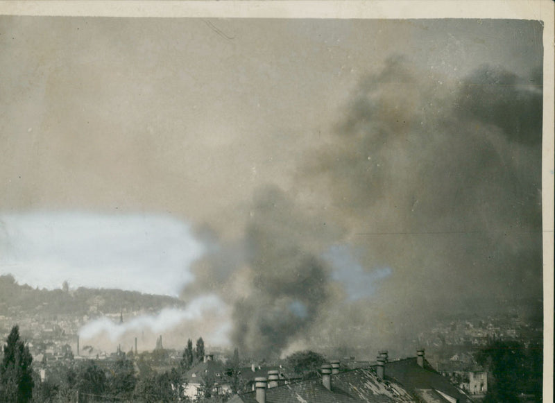 Allied aircraft opened concentrated bombinf attack. - Vintage Photograph