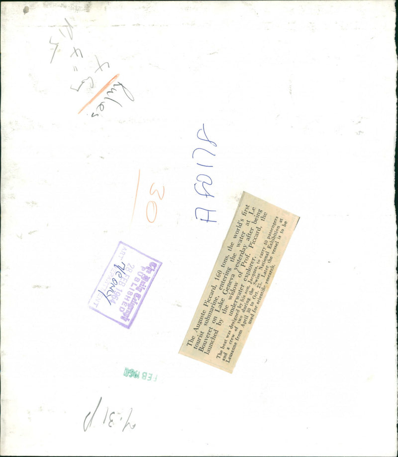 Tourists Submarine: Auguste Piccard - Vintage Photograph