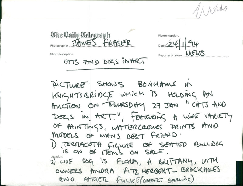 Cats and dogs in art. - Vintage Photograph