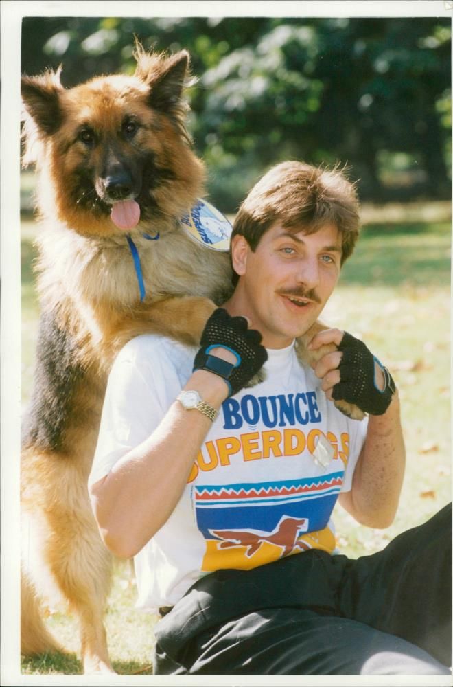 A man with a dog. - Vintage Photograph