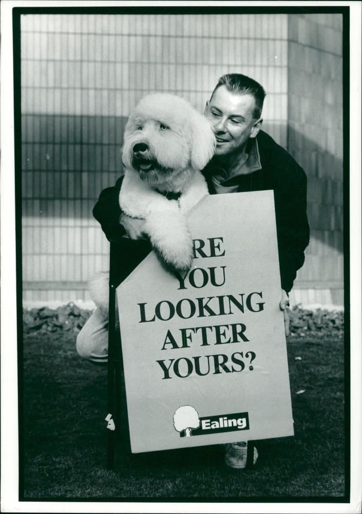A man with a dog. - Vintage Photograph