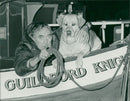 dog flood hero brutus with the captain - Vintage Photograph