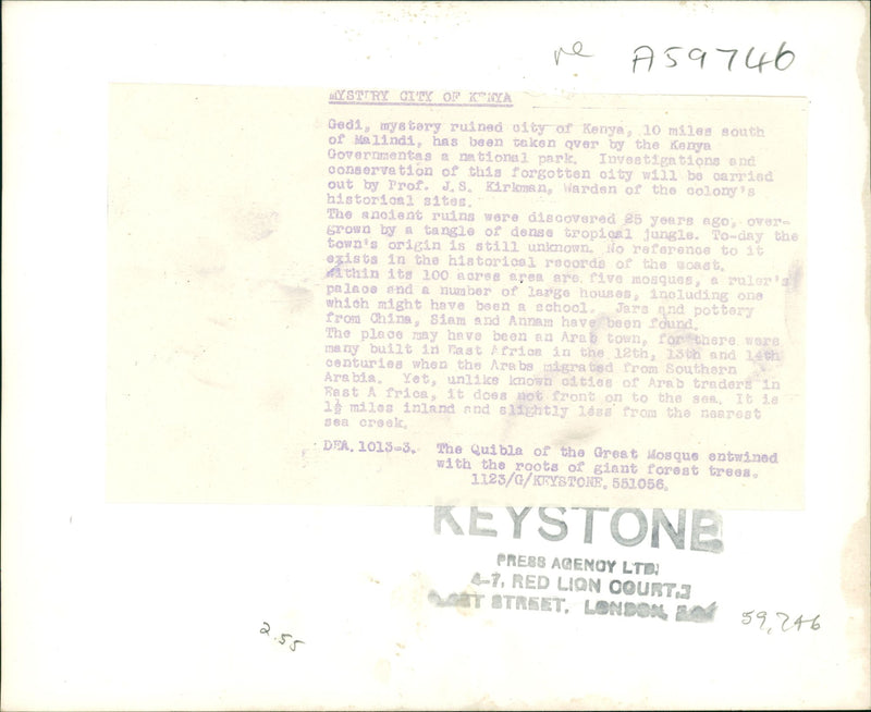 Kenya: Gedi - Vintage Photograph