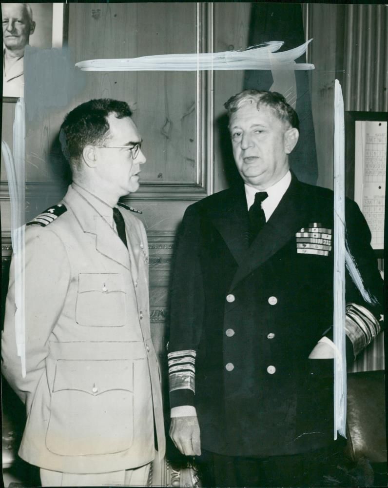 Father O'Callahan with Adml Henry Kent Hewitt - Vintage Photograph