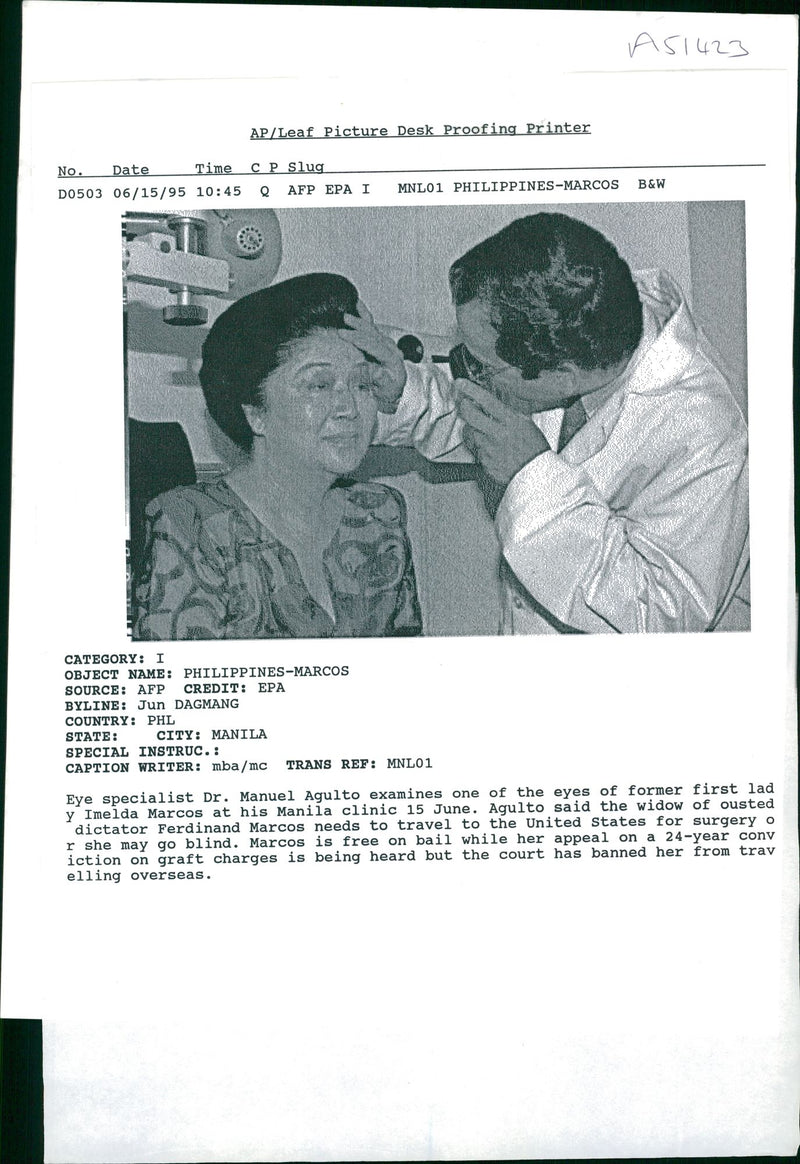 first lady Imelda Marcos with Dr. Manuel Agulto - Vintage Photograph