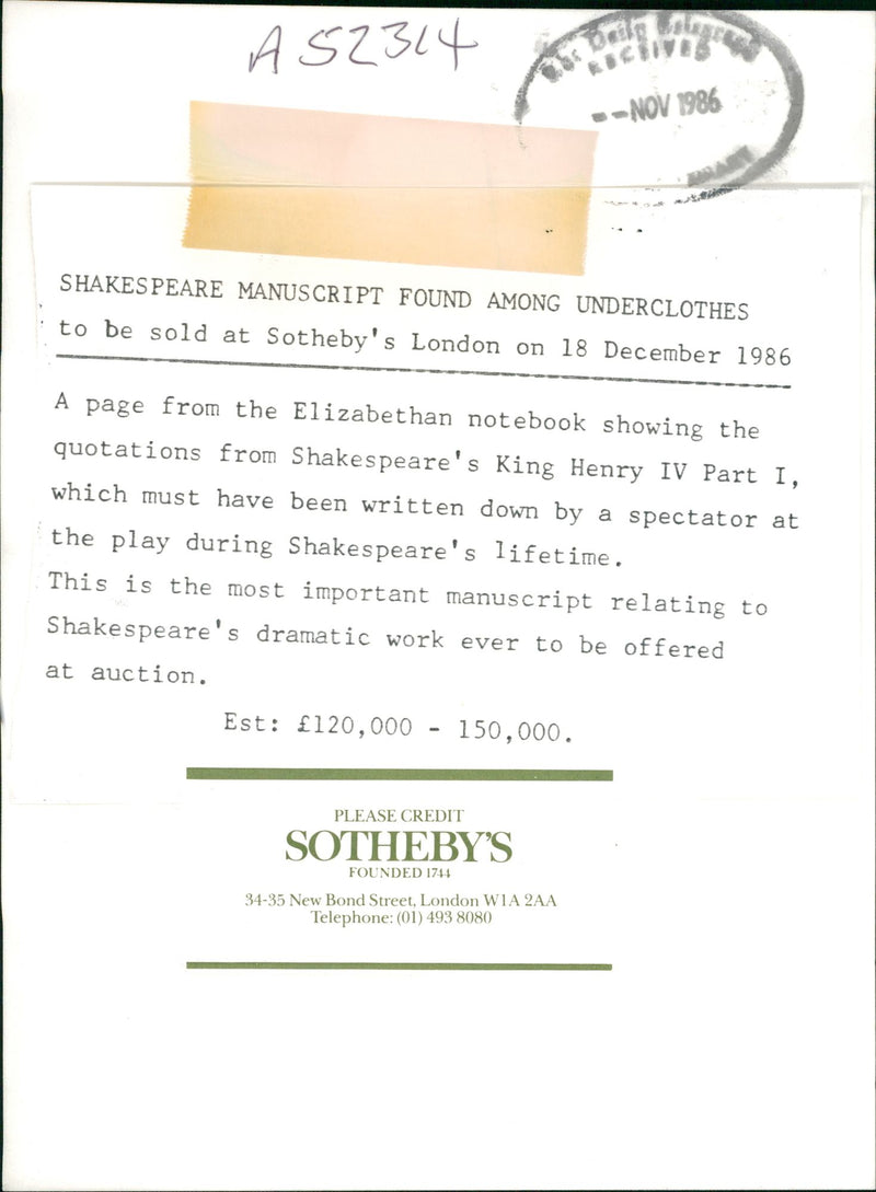 Shakespeare's Signature - Vintage Photograph