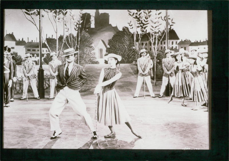 Gene Kelly and Leslie Caron in musical film 'An American in Paris' - Vintage Photograph