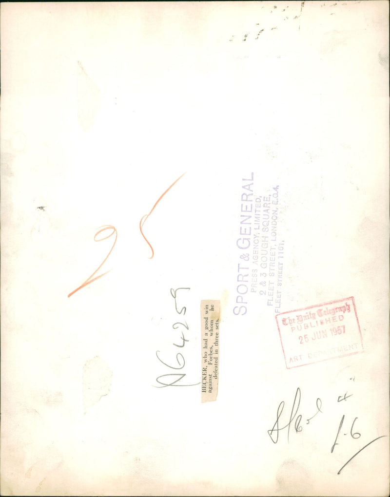 Roger Becker British tennis player. - Vintage Photograph