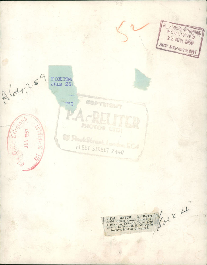 Roger Becker British tennis player. - Vintage Photograph