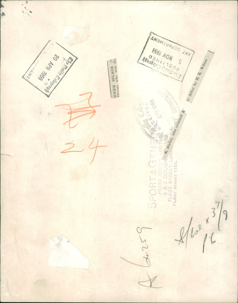 Roger Becker British tennis player. - Vintage Photograph