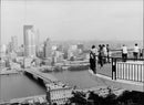 The Grand view overlook platform on Mount Washington in Pittsburgh - Vintage Photograph