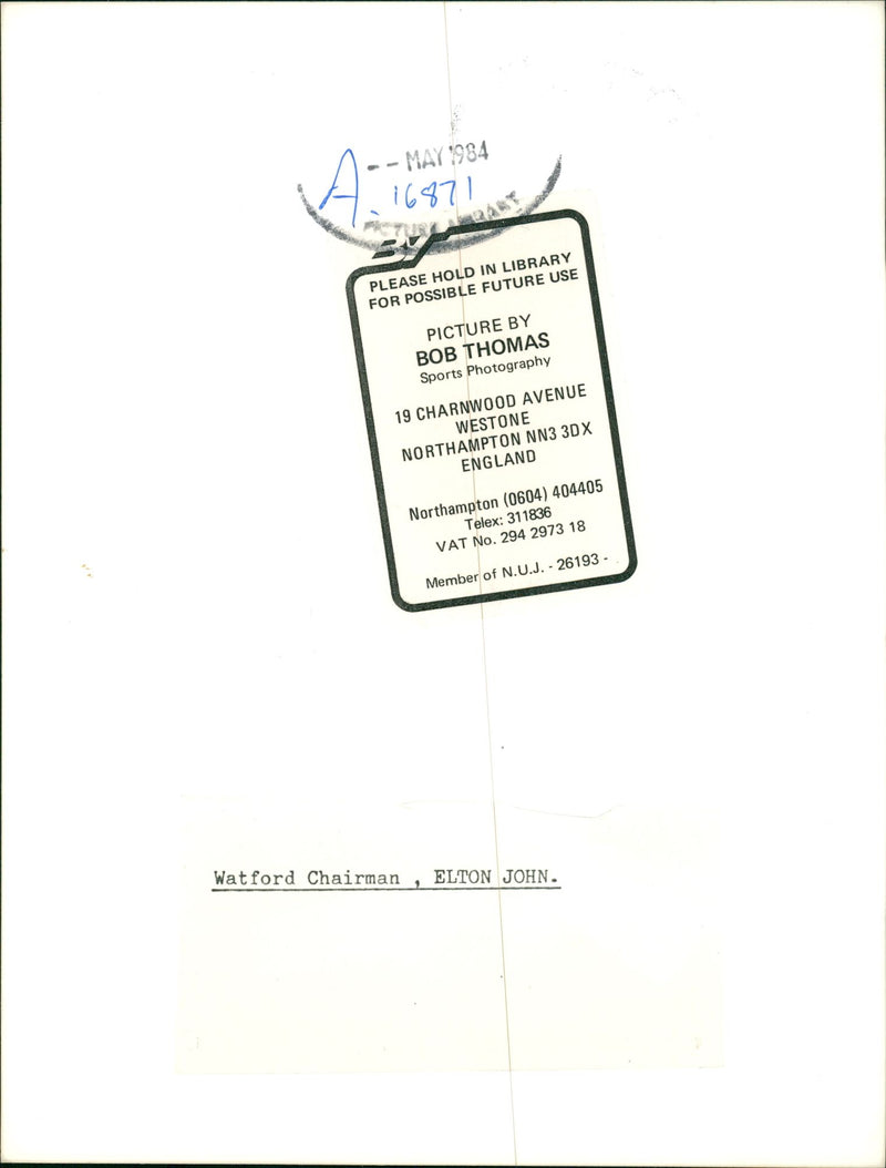 Elton John Singer. - Vintage Photograph