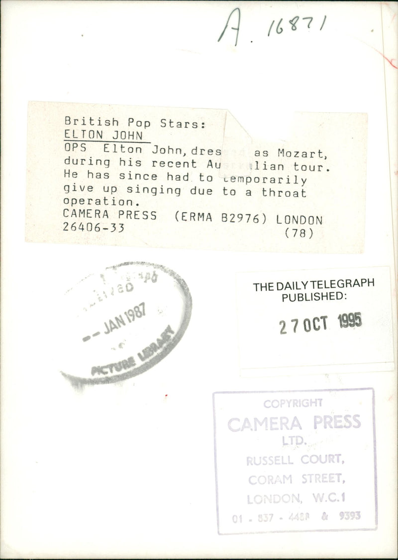 Elton John - Vintage Photograph