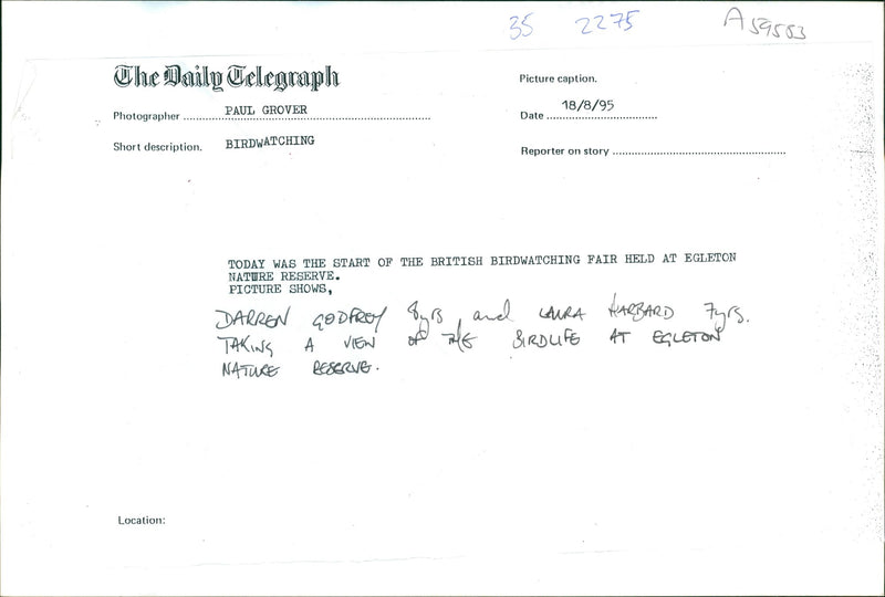 Birdwatchers taking a view of the birdlife at Egleton Nature Reserve - Vintage Photograph
