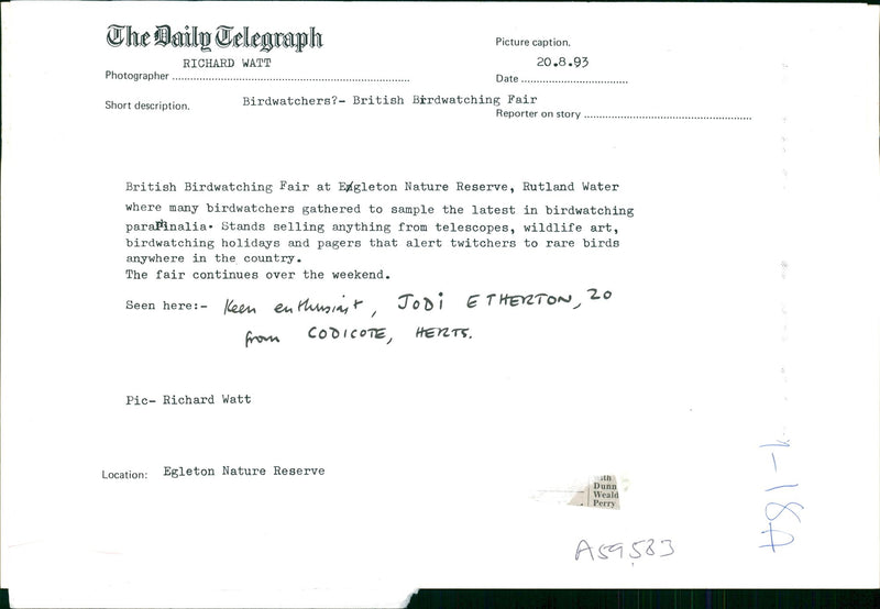 Jodi Etherton in British Birdwatching fair at Egleton Nature reserve - Vintage Photograph