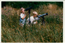 Birdwatchers take a bird-eye view at Egleton Nature Reserve - Vintage Photograph